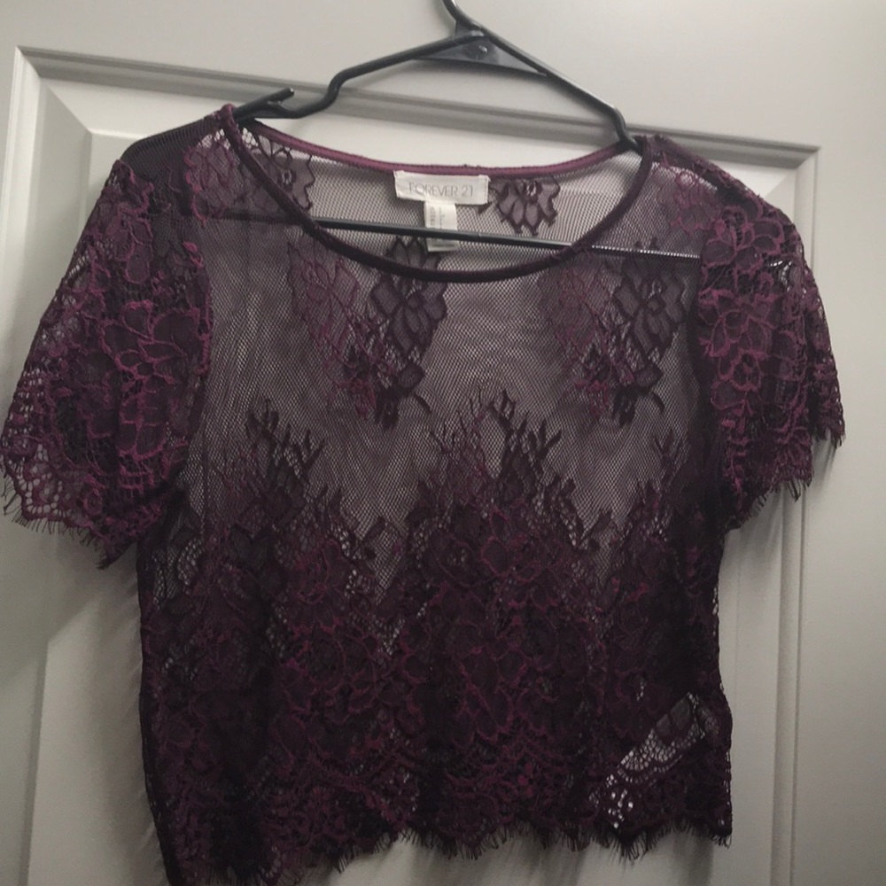 Purple lace crop top